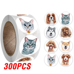 100-500pcs Cartoon Cat Stickers Round Adhesive Labels For Student Teacher Prize Business Gift Wraps Decorative Stickers (ONLINE ORDER ONLY)