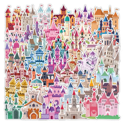 10/40pcs Fairy Tale Castle Stickers For Notebooks Stationery Computer Kscraft Pink Sticker Scrapbooking Material Craft Supplies (ONLINE ORDER ONLY)