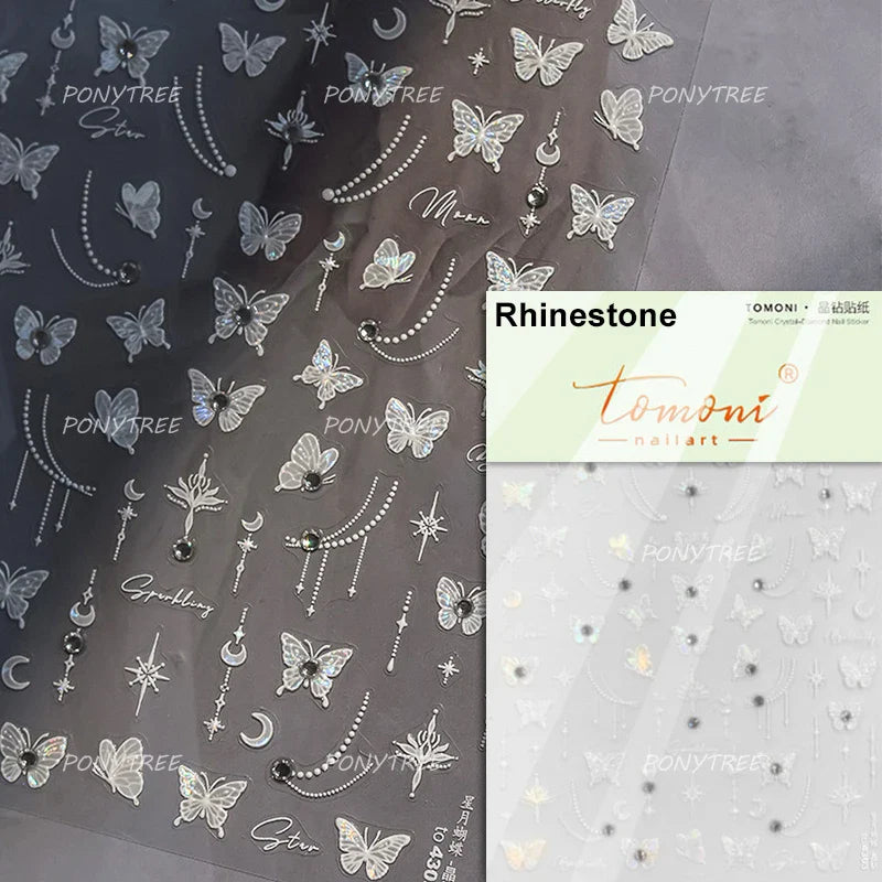 Cute Jelly Bowknot Butterfly Chic Animals Ribbon Tie Shine 3D Fantasy Nail Art Decorations Stickers DIY Dreamy Manicure Decals (Online Order Only)