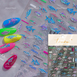 Deep Sea Animal Fish Shoal of Fish Whale Coral Dolphin Summer Beach Cute Jellyfish Bubble Bathyal Fauna Nail Art Stickers Decals (ONLINE ORDER ONLY)