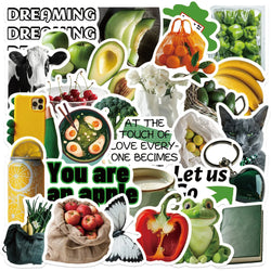 30Pcs Green Vegetables and Fruits Stickers Cute DIY Toy Gift Graffiti Decal Phone Luggage Laptop Scrapbook Waterproof Sticker (ONLINE ORDER ONLY)