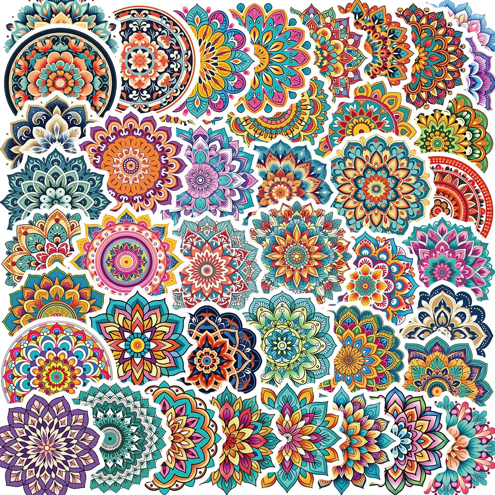 50pcs Mandala Flowers Cartoon Graffiti Stickers Decals Decoration DIY Skateboard Notebook Phone Laptop Cute Sticker (ONLINE ORDER ONLY)