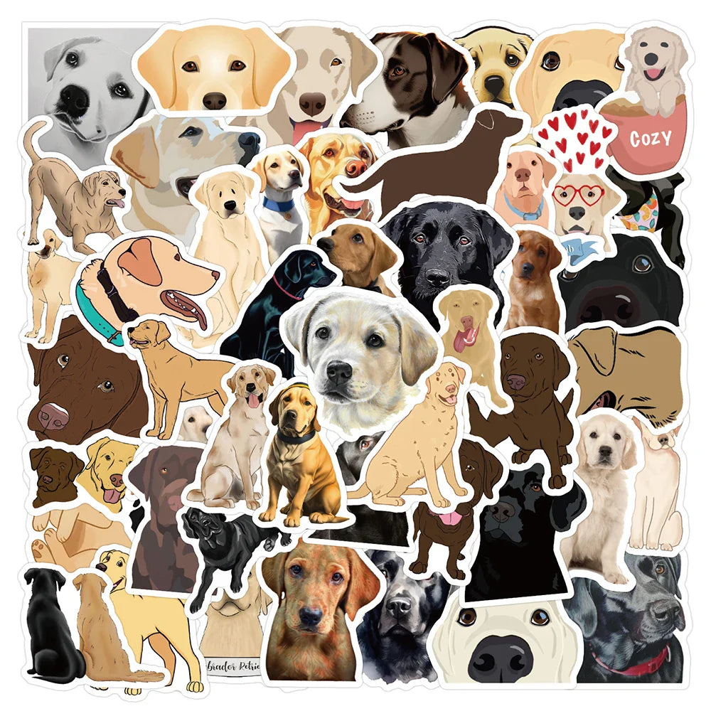 10/30/60PCS Cartoon Animal Labrador Stickers Cute Dog Decals For Skateboard Suitcase Fridge Guitar Bike Phone Car DIY Toys Gift (ONLINE ORDER ONLY)