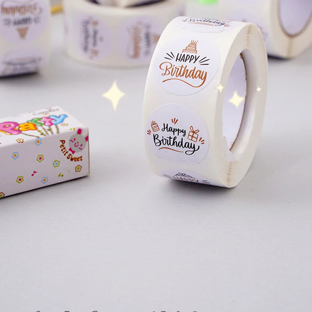 100-500pcs Cute Happy birthday Stickers for Gift Wrapping Decoration Envelope Sealing Label Kids toys Stationery Stickers 1inch (ONLINE ORDER ONLY)