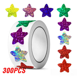 100-500pcs Holographic Star Reward Stickers Corlorful Adhesive Star Stickers Reward Chart Decorative Toy Gifts Sticker Labels (ONLINE ORDER ONLY)