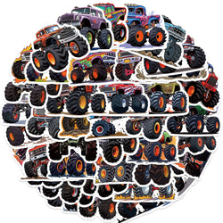 Cartoon Monster Truck Stickers for Suitcase, Skateboard, Laptop, Luggage, Phone - 10/30/50Pcs Decal Set (ONLINE ORDER ONLY)