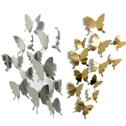 Gold Silver Reflective Butterfly Wall Stickers - Home, Party, Wedding Decor (ONLINE ORDER ONLY)