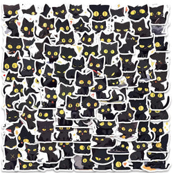 100pcs Cute Cartoon Animals Black Cats Stickers For Laptop Guitar Phone Luggage Decor Waterproof Graffiti Bicycle Car Decals (ONLINE ORDER ONLY)