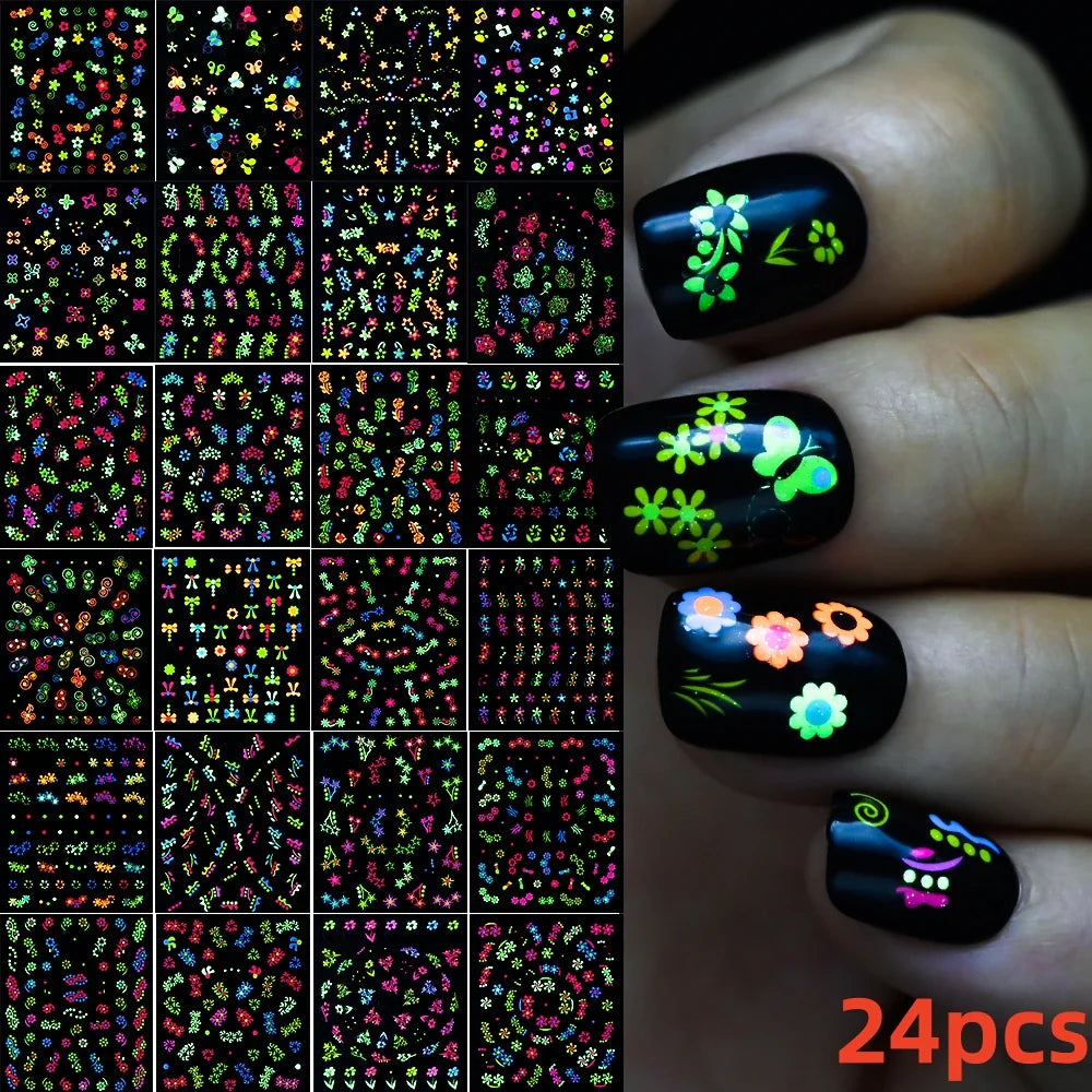 30Sheet 3D Glitter Christmas Nail Art Stickers Santa Claus Snowflake Elk Christmas Tree Design Nail Decals Cartoon Nail Supplies (Online Order Only)