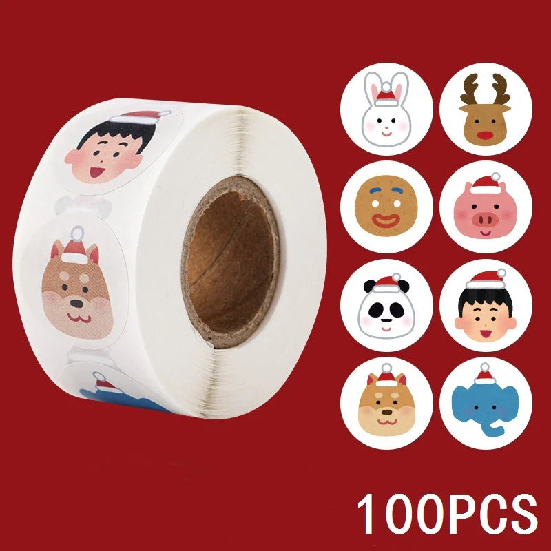 100-500pcs Merry Christmas Holiday Decoration Sticker 2.5cm Party Gift Baking Seal Sticker Invitation Letter Envelope Sticker (ONLINE ORDER ONLY)