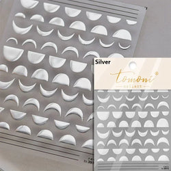 Chic Halo Dyeing Zebra Stripes Tender Black White Line Design Crescent Moon Arc Adhesive Nail Art Sticker Relief Manicure Decals (Online Order Only)
