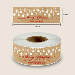 150pcs/roll Merry Christmas Stickers Kraft Paper Christmas Gift Packaging Labels For Envelopes Cards Gift Baking Decoration (ONLINE ORDER ONLY)