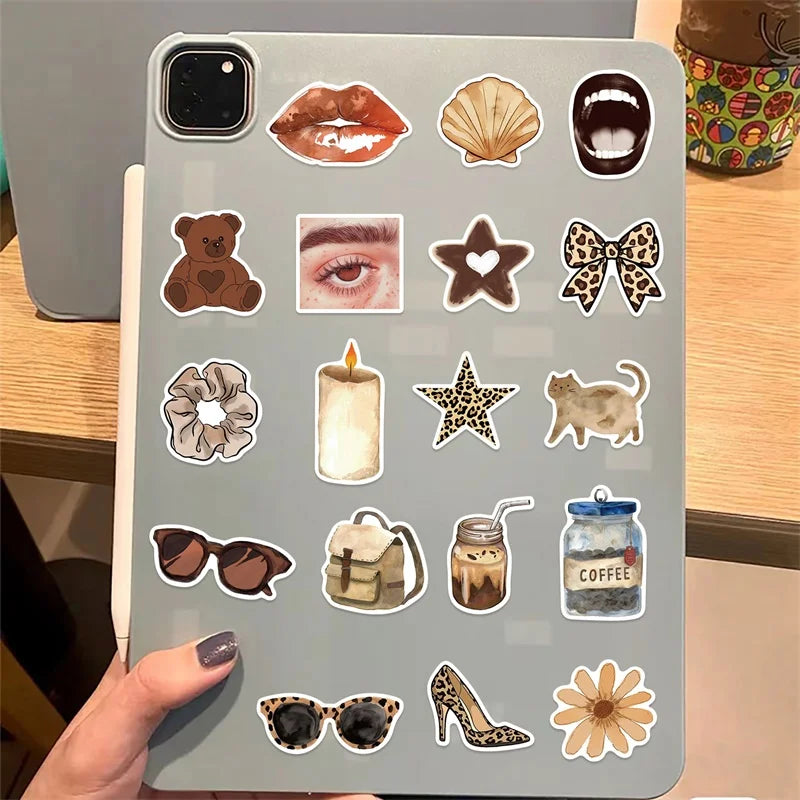 10/30/50PCS Kawaii Leopard Print Sticky PVC Sticker Aesthetic Children's Stationery DIY Decoration Scrapbooking School Supplies (ONLINE ORDER ONLY)