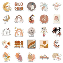 10/30/50PCS Kawaii Bohemian Flower Sticker Aesthetic PVC Decoration Scrapbooking Children's Stationery School Supplies for Kids (ONLINE ORDER ONLY)
