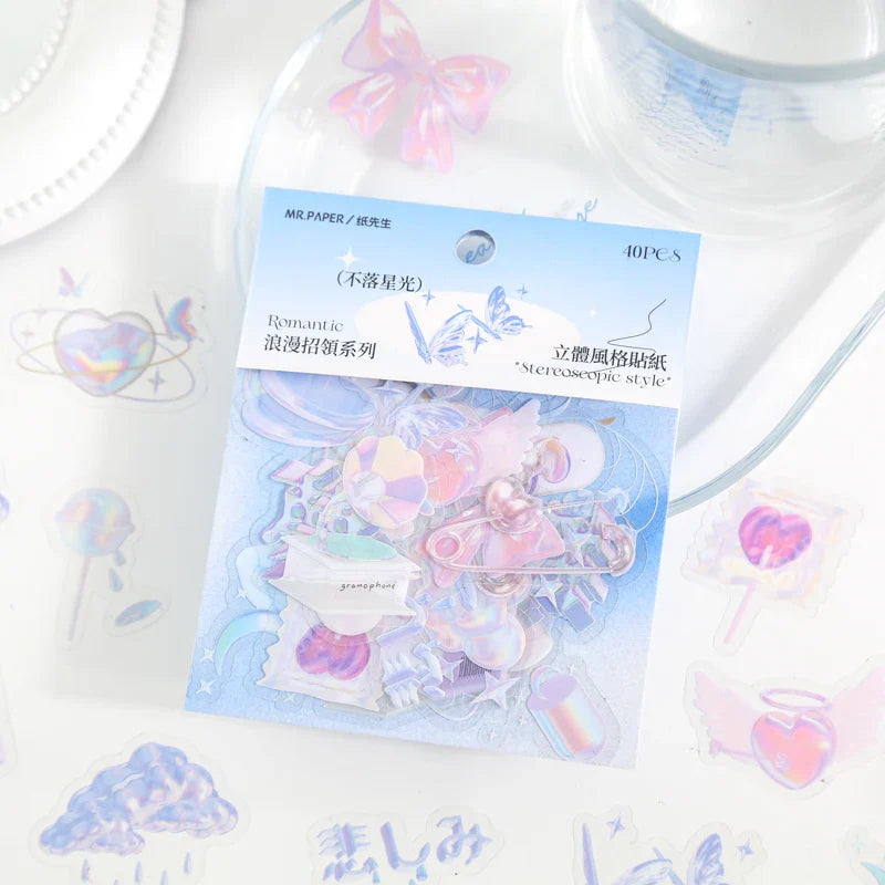 40pcs/lot Ins Retro Romantic 3D Decoration Stickers Diary DIY Scrapbooking Sticker Kawaii Korean Stationery Personalizd (ONLINE ORDER ONLY)