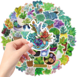 Cartoon Succulent Plant Stickers 10/30/50PCS DIY Laptop Luggage Car Decals Wholesale (ONLINE ORDER ONLY)