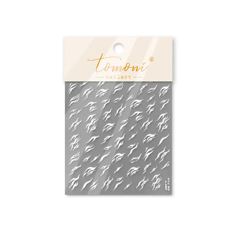 Chic Halo Dyeing Zebra Stripes Tender Black White Line Design Crescent Moon Arc Adhesive Nail Art Sticker Relief Manicure Decals (Online Order Only)