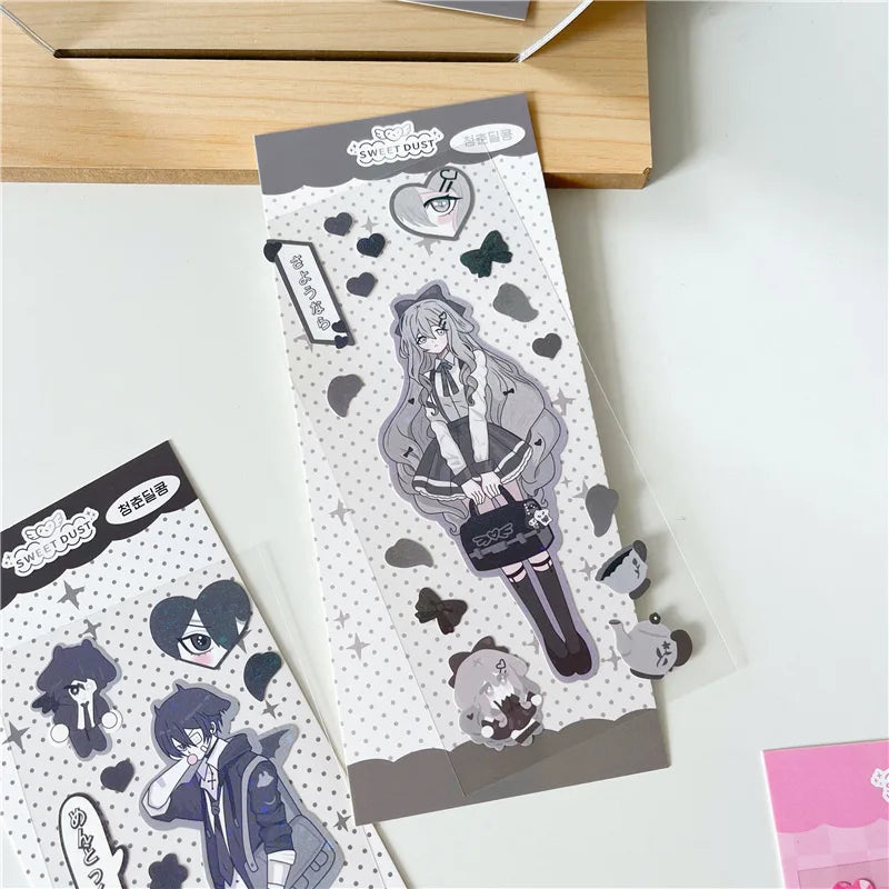 Korean Ins Cute Comics School Girl Boy Stickers Diary Scrapbooking DIY Album Decoration Sticker Personalized Kawaii Stationery (ONLINE ORDER ONLY)