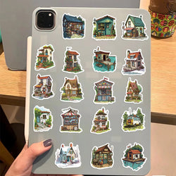 50pcs Vintage Retro Small House Stickers For Scrapbook Phone Laptop Guitar Stationery DIY Waterproof Sticker Decals Kids Toy (Online Order Only)