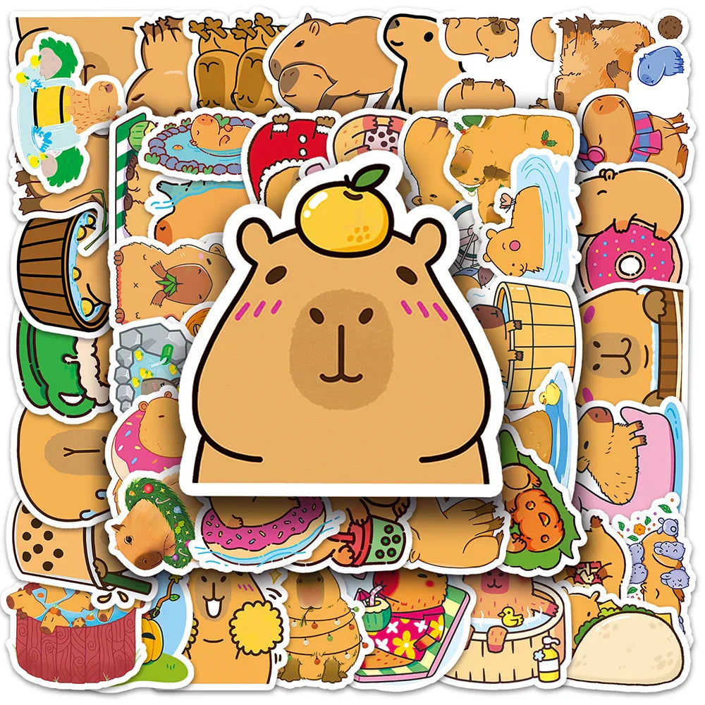 Capybara Cartoon Stickers 10/30/50pcs Kawaii Decals for Laptop Phone Scrapbook Car (ONLINE ORDER ONLY)