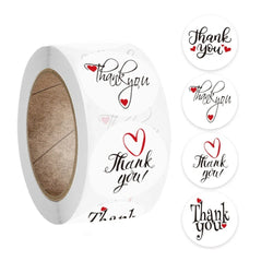 50-500pcs Thank You Stickers Heart Seal Labels Cute Paper Stickers For Wedding Party Cards Stationery Stickers Baking Packaging (Online Order Only)