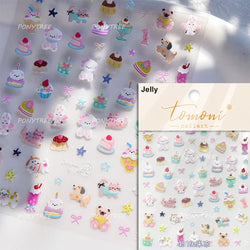 Spring Dog Bear Toy Rose Flower Floral Print Letter Bone Butterfly Cat Puppy Relief Adhesive Nail Art Stickers Manicure Decals (Online Order Only)