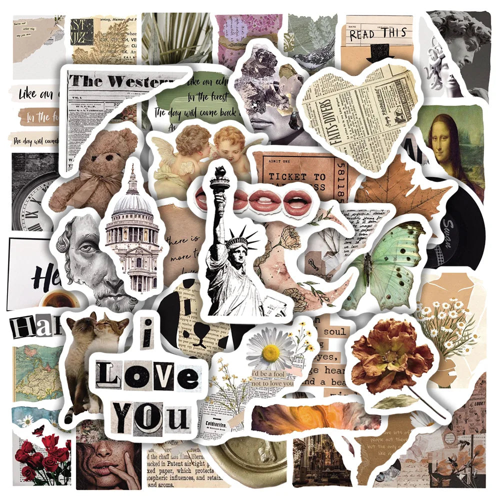 10/30/50PCS Broken Painting PVC Sticker Aesthetic Children's Decoration Scrapbooking Korean Stationery School Supplies for Kids (ONLINE ORDER ONLY)