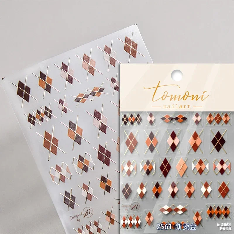Shiny Colorful Color Block Fragment Square Fragment Grid Rhombus 3D Self Adhesive Nail Art Stickers Rhinestone Manicure Decals (Online Order Only)