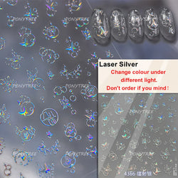 Colorful Bubbles Star Shiny Dreamy Glass Shards Flat 5D Soft Embossed Relief Self Adhesive Nail Art Sticker Chic Manicure Decal (ONLINE ORDER ONLY)