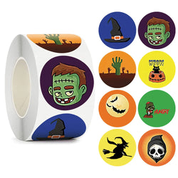 500pcs/roll Halloween Sticker Ghost Labels Gift Candy Bags Seal Stickers Halloween DIY Package Paper Sticker Party Decoration (Online Order Only)