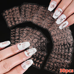 20pcs Laser Shining Aurora Shell Butterfly Nail Stickers 5D Nail Art Design Decals DIY Manicure Y2K Bronzing Stickers For Nails* (ONLINE ORDER ONLY)