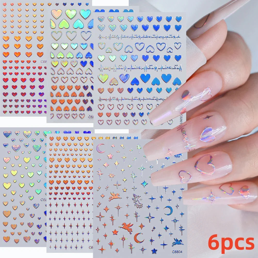 5/8Pcs 3D Hawaiian Flowers Nail Art Stickers Summer Decors with Tropical Leaves Slider Vibrant Pink & White Flowers for Parties* (ONLINE ORDER ONLY)