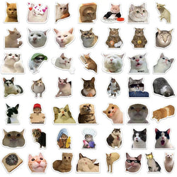 10/30/50PCS Kawaii Cat Mood PVC Graffiti Sticker Sticky Aesthetic Decorative Scrapbook DIY Child Phone Stationery Supply for Kid (Online Order Only)