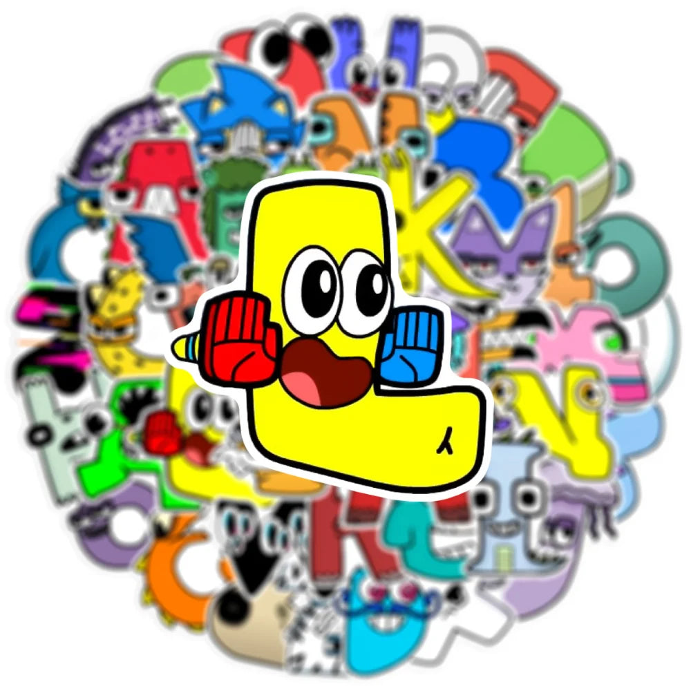 10/50PCS Alphabet Lore Stickers Kawaii Cute Cartoon Decals DIY Skateboard Notebook Luggage Fridge Bike Car Sticker Toys (ONLINE ORDER ONLY)