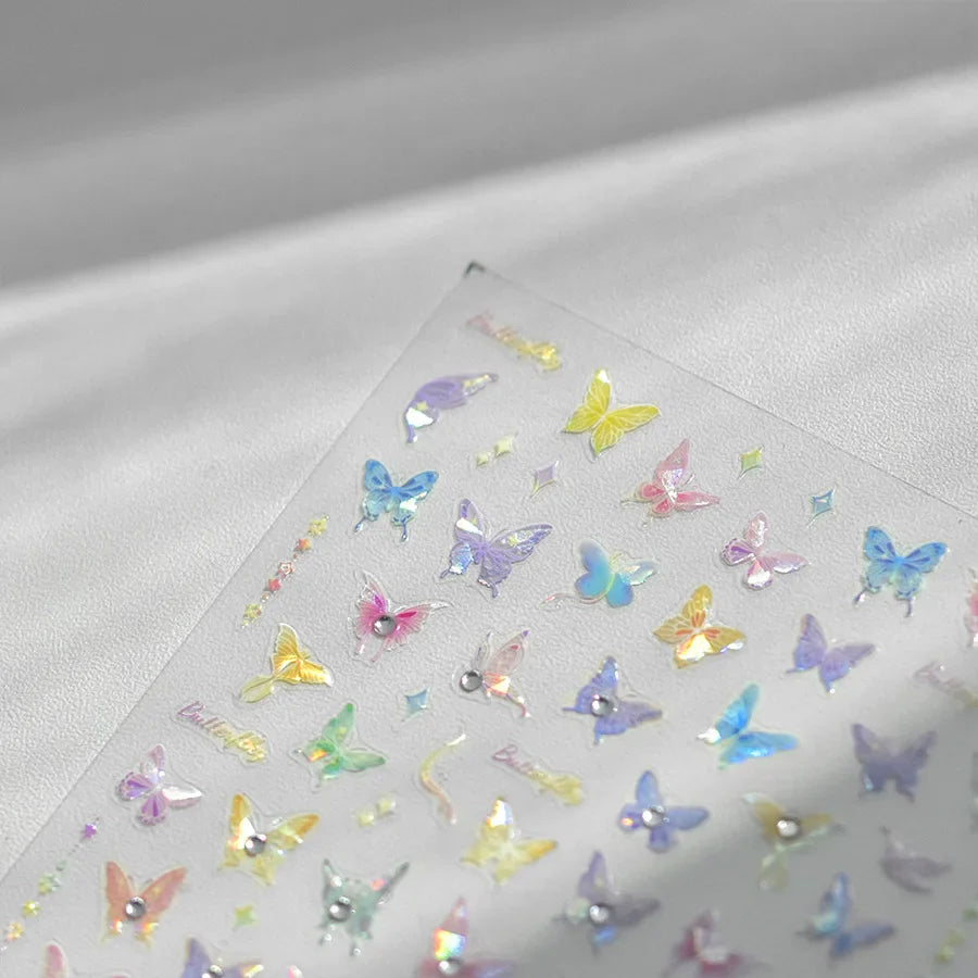 Dreamy Moon Star Cloud Butterfly Starrylight Rhinestone 5D Soft Embossed Relief Nail Art Sticker 3D Decal Decoration Manicure (ONLINE ORDER ONLY)