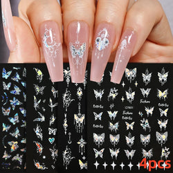 5/8Pcs 3D Hawaiian Flowers Nail Art Stickers Summer Decors with Tropical Leaves Slider Vibrant Pink & White Flowers for Parties* (ONLINE ORDER ONLY)