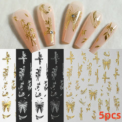 5/8Pcs 3D Hawaiian Flowers Nail Art Stickers Summer Decors with Tropical Leaves Slider Vibrant Pink & White Flowers for Parties* (ONLINE ORDER ONLY)