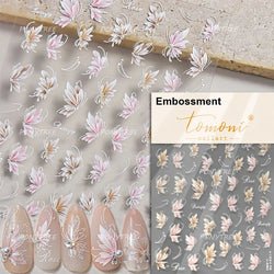 Delicate Dreamy Petal Star Tulip Flower Purple Bowknot Butterfly Illusion Chic Relief Adhesive Nail Art Stickers Manicure Decals (Online Order Only)
