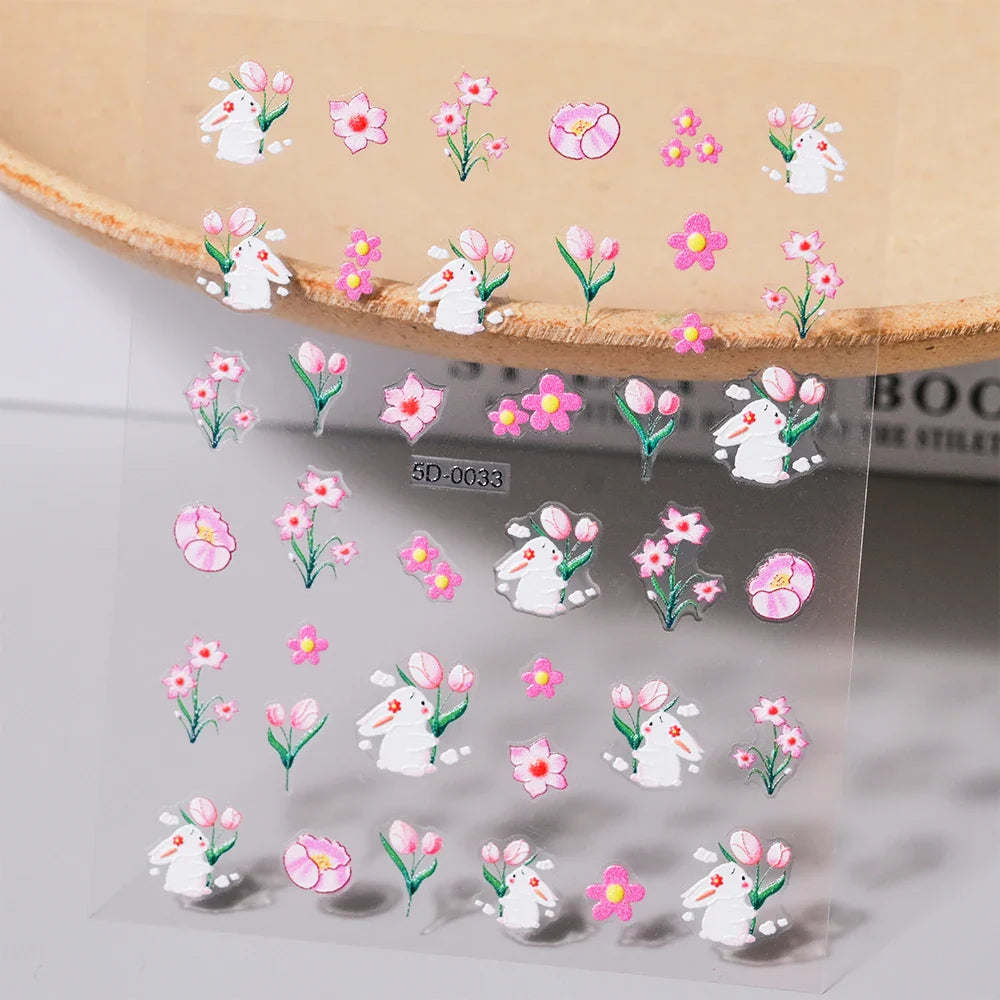 1 Sheet 5D Embossed Nail Art Stickers Graffiti Heart Flower Design Nail Art Decals Self-Adhesive DIY Manicure Nail Art Supplies* (ONLINE ORDER ONLY)