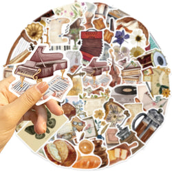50pcs Time Secret Love Retro Notebook Sticker Aesthetics Cartoon Decals Waterproof Stickers Pack Party Decoration Gift Toys (ONLINE ORDER ONLY)