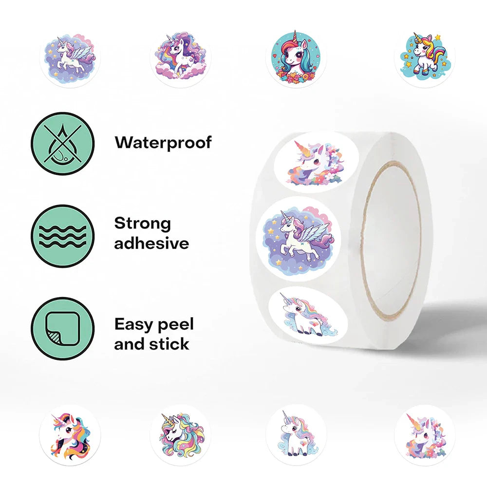 100-500pcs Cartoon Animal Unicorn Stickers Kindergarten Children's Reward Sticker Gift Decorative Decals Kids Encourage Label (Online Order Only)