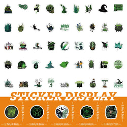 10/30/50/100pcs Cool Retro Green Magic Wizard Witch Stickers Laptop Phone Skateboard Fridge Car Gothic Retro Waterproof Sticker (ONLINE ORDER ONLY)