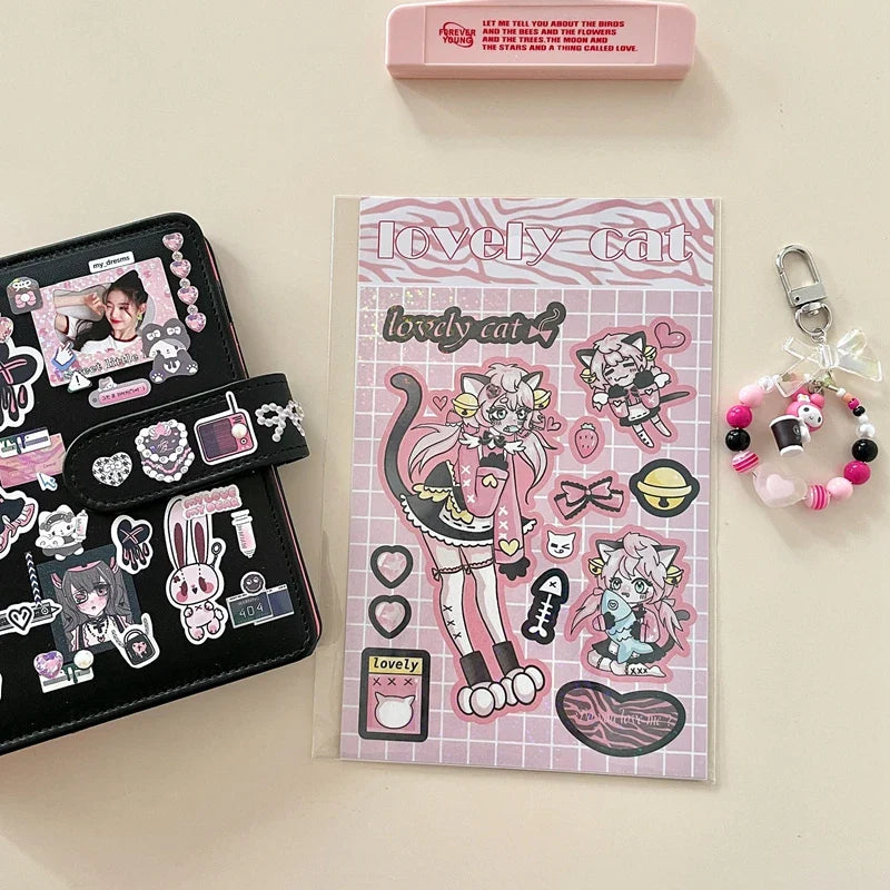 New Ins Cute Devil Bunny Girl Stickers Diary Scrapbooking DIY Album Decoration Sticker Aesthetic Personalized Kawaii Stationery (ONLINE ORDER ONLY)