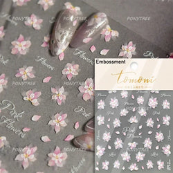 Pink Hot Stamping Flower Charm Peach Blossom Canglan Clover Daisy Pearl Self Adhesive Nail Art Decoration Sticker Manicure Decal (ONLINE ORDER ONLY)