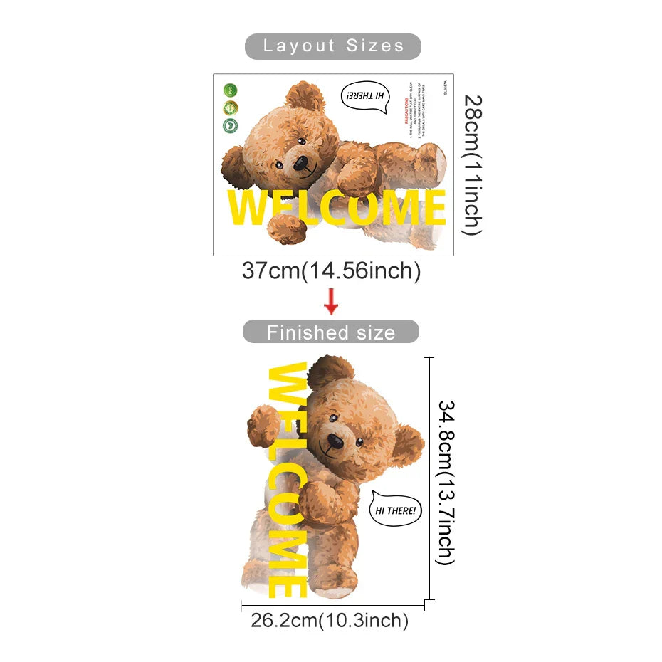 Cartoon Teddy Bear Wall Stickers Kids Room Decor Decals (ONLINE ORDER ONLY)