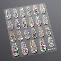 French Style Geometric Black White Square Grid Rhombus Stripe 3D Self Adhesive Nail Art Stickers Shiny Rhinestone Manicure Decal (ONLINE ORDER ONLY)