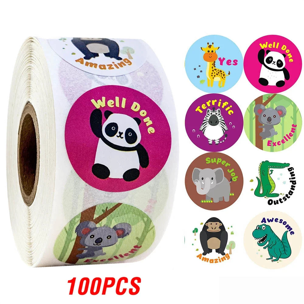 100-500pcs Cartoon Animals Sticker for Children 8 Designs Cute Thank You Scrapbooking Stationery Sealing Labels Rewards Stickers (ONLINE ORDER ONLY)