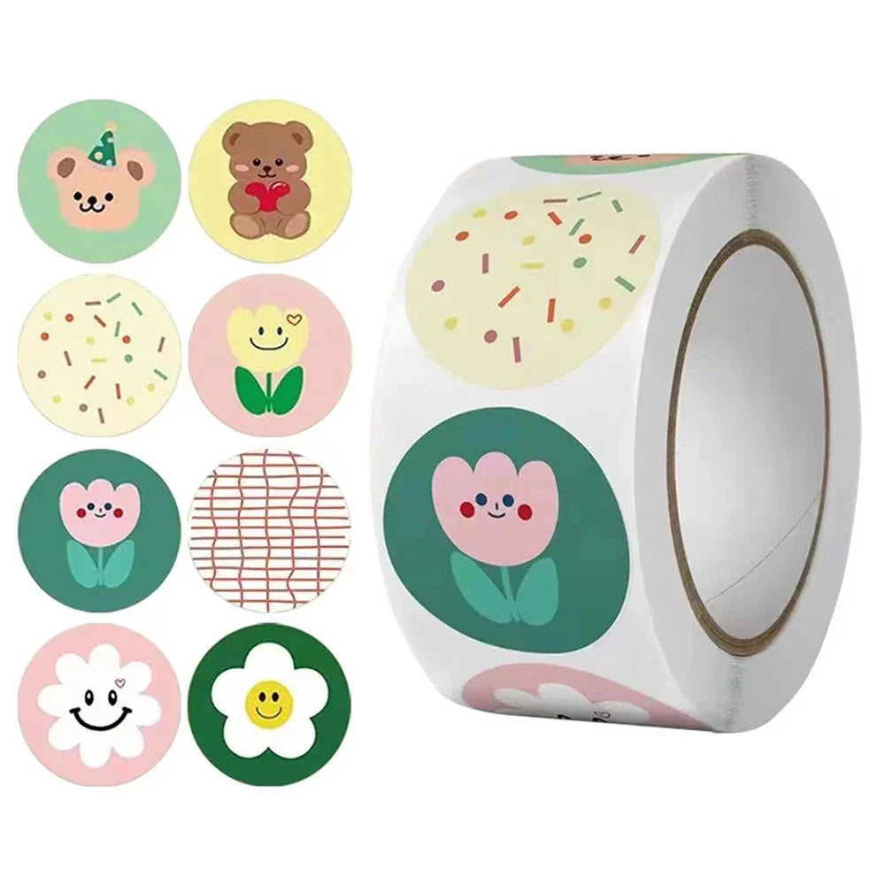 100-500pcs Cartoon Flower Scrapbooking Stickers Adhesive Decals For Journal Baking, Birthday Gifts Party Favor Baby Shower (ONLINE ORDER ONLY)