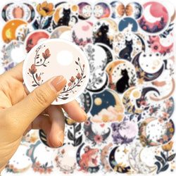 10/30/50PCS Moon Flowers Cat Stickers Aesthetic Cartoon Art Graffiti Decals DIY Travel Luggage Phone Laptop Waterproof Sticker (ONLINE ORDER ONLY)