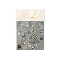 Silver Star Moon Clock Watch Cherry Love Heart Bowknot Gird Irregular Lines Dot Liquid Lava Nail Art Stickers Manicure Decals (ONLINE ORDER ONLY)